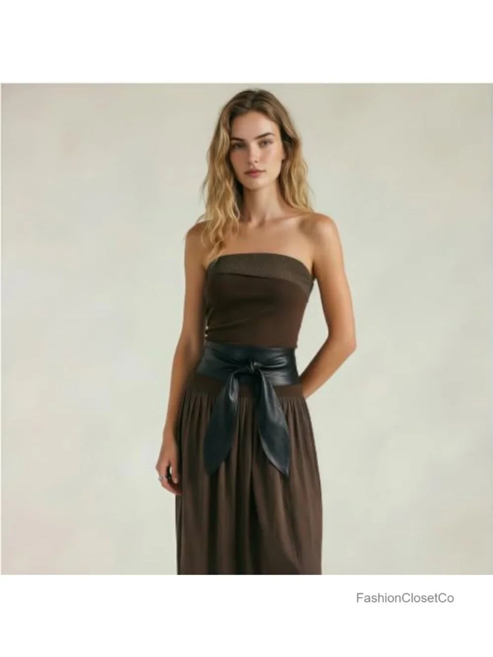 Women's Wide Waistband Wrap Belt, Soft Faux Leather, Adjustable, Knotted